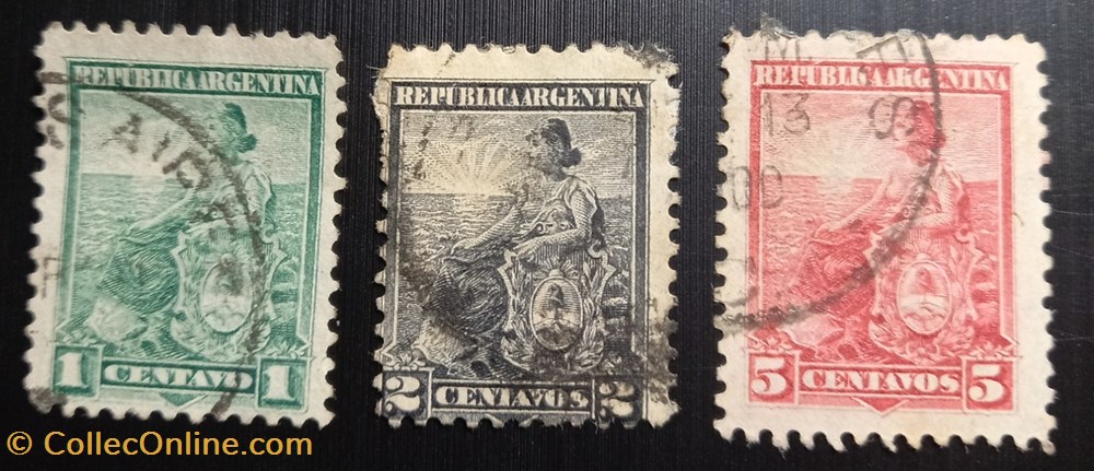 amerique argentine 1899 symbols of the republic allegorie lliberte assise lot 3 timbres obliteres