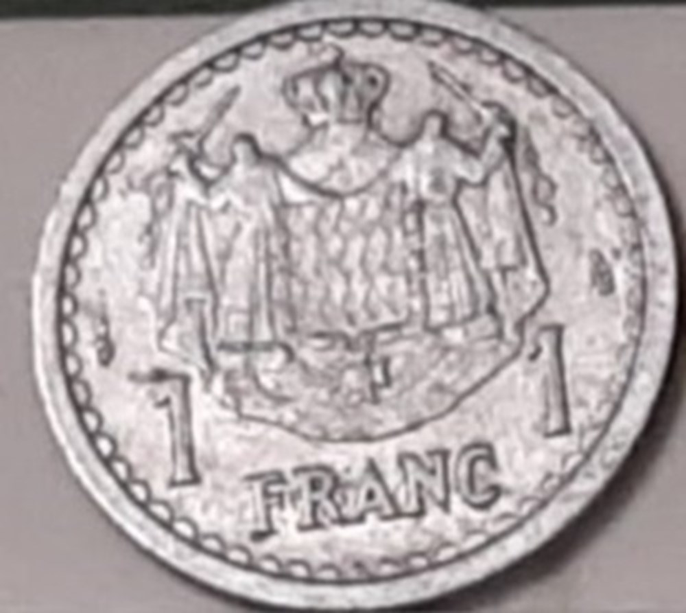 1 FRANCO 1943 MÓNACO monedas 1 franco 1943 monaco