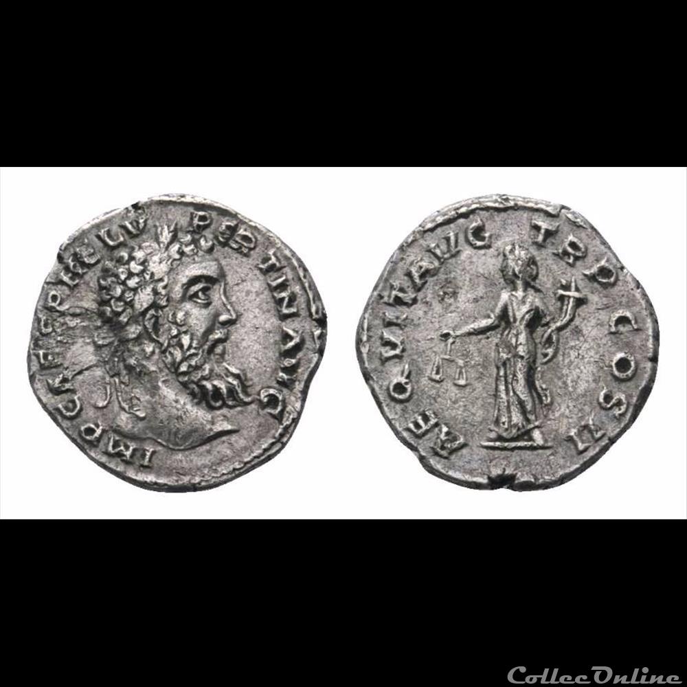 Pertinax - Denier- AEQVIT monnaie antique romaine pertinax denier aeqvit