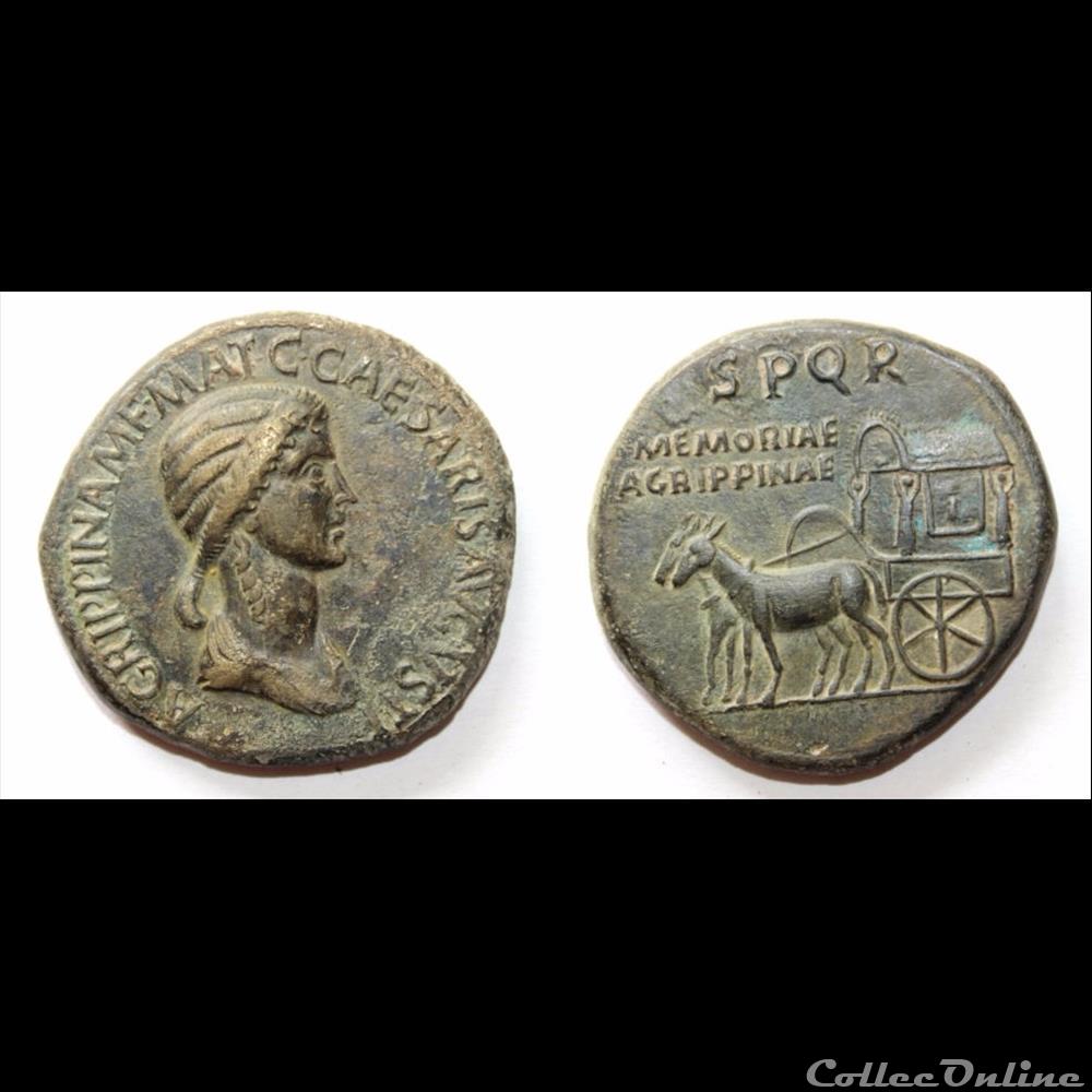 Agrippine l'ancienne - Sesterce - SPQR MEMORIAE AGRIPPINAE monnaie antique romaine agrippine ancienne sesterce spqr memoriae agrippinae
