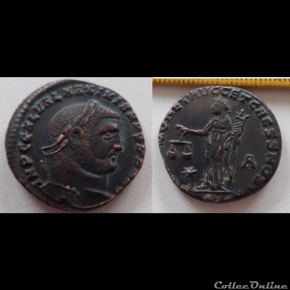 monnaie antique romaine galere maximien follis hybride sacra monet avgg et caess nostr