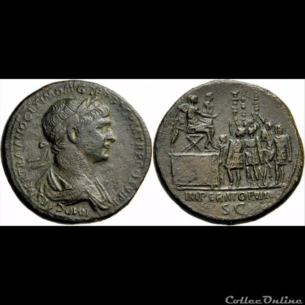 Trajan - Sesterce - imperator VIII monnaie antique romaine trajan sesterce imperator viii