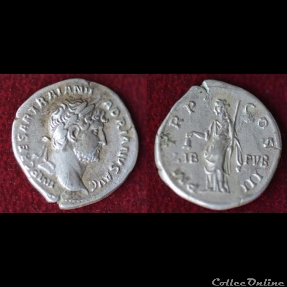 Hadrien - denier - PM TRP COS III - LIB PVB monnaie antique romaine hadrien denier pm trp cos iii lib pvb