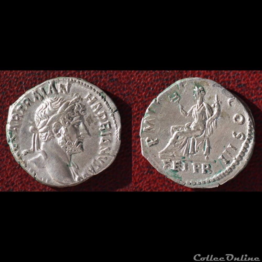Hadrien - Denier - PM TRP COS III/FEL PR monnaie antique romaine hadrien denier pm trp cos iii fel pr