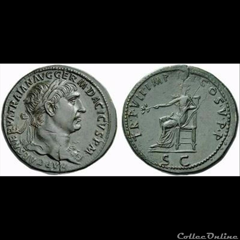 Trajan - sesterce - légende de revers "inédite" monnaie antique romaine trajan sesterce legende de revers inedite