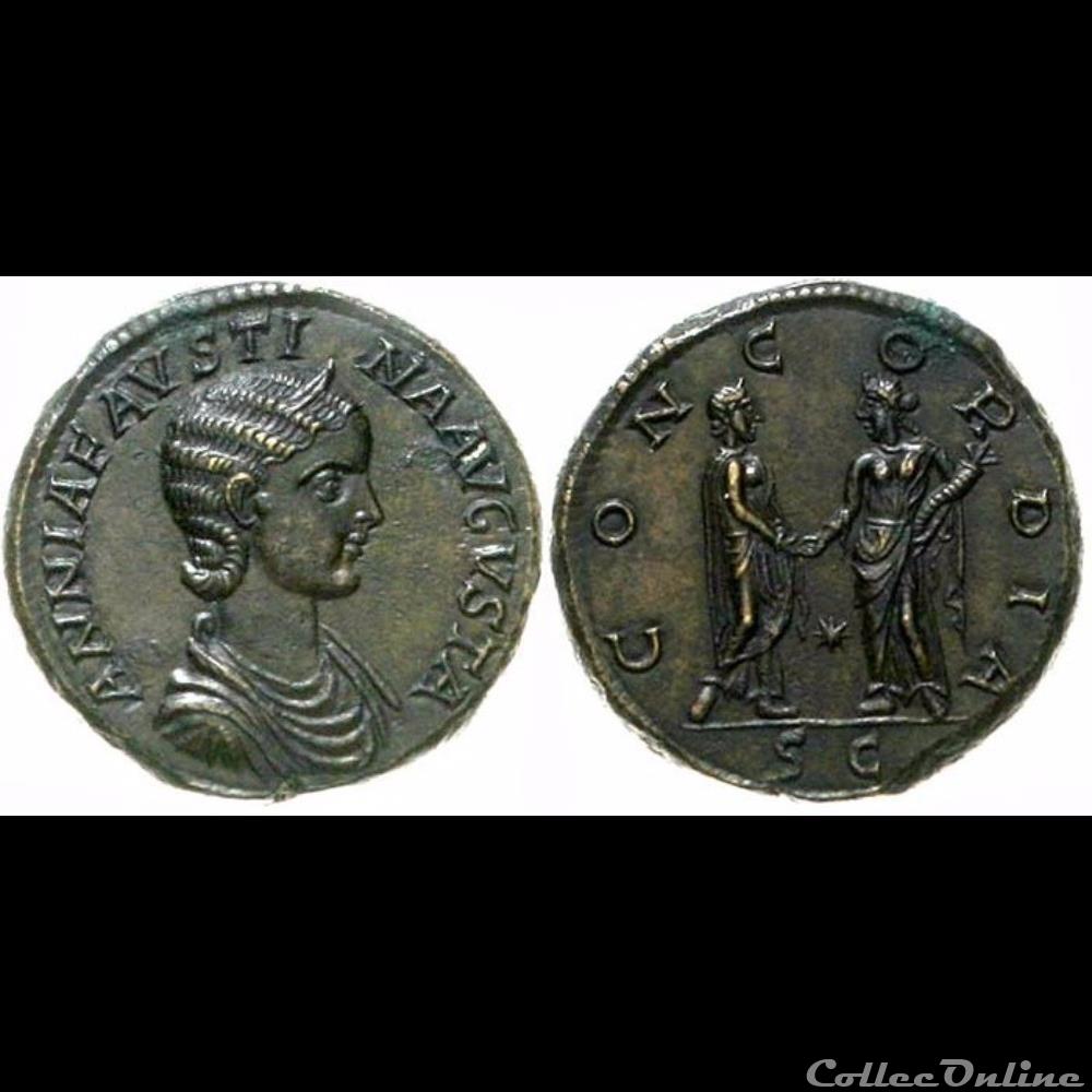 Annia Faustina - Sesterce - CONCORDIA 2 monnaie antique romaine annia faustina sesterce concordia