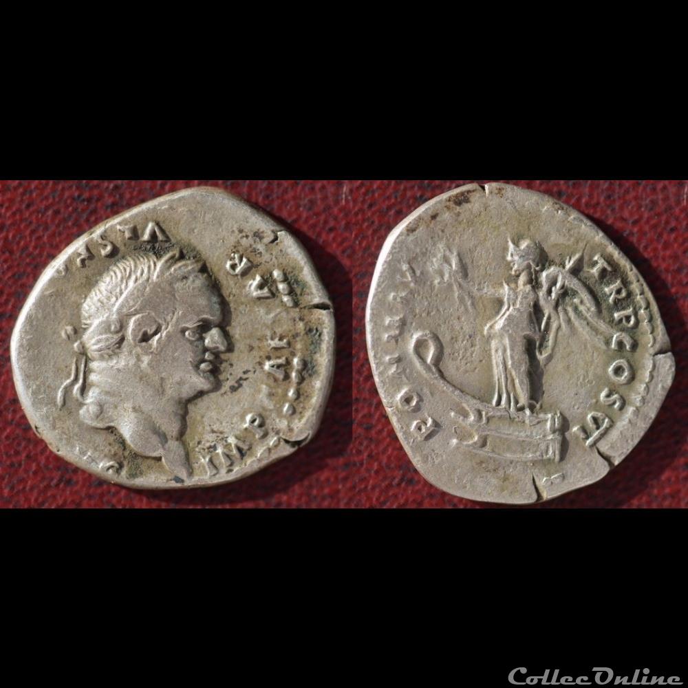 Vespasien - Denier - PON MAX TRP COS VI monnaie antique romaine vespasien denier pon max trp cos vi