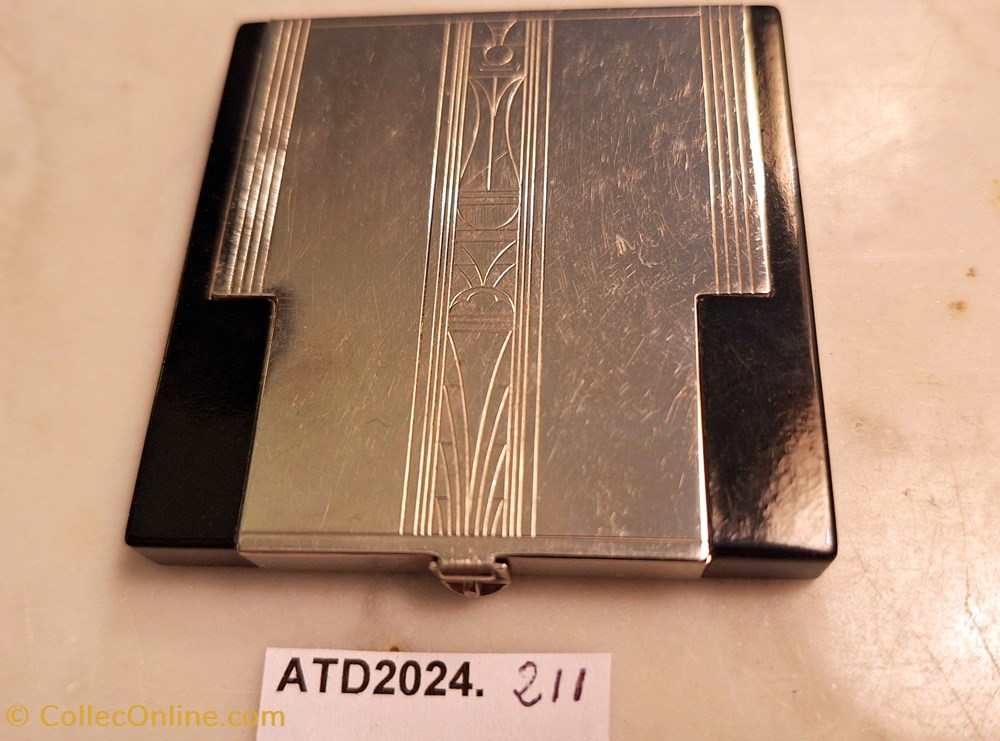 ATD2024.211 Poudrier Art Déco Richard Hudnut bleu et argent parfums beaute poudriers atd2024 211 poudrier art deco richard hudnut bleu et argent