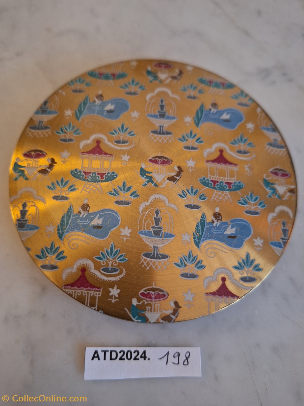 ATD2024.198 Poudrier anglais aux saynètes de jardin parfums beaute poudriers atd2024 198 poudrier anglais aux saynetes de jardin