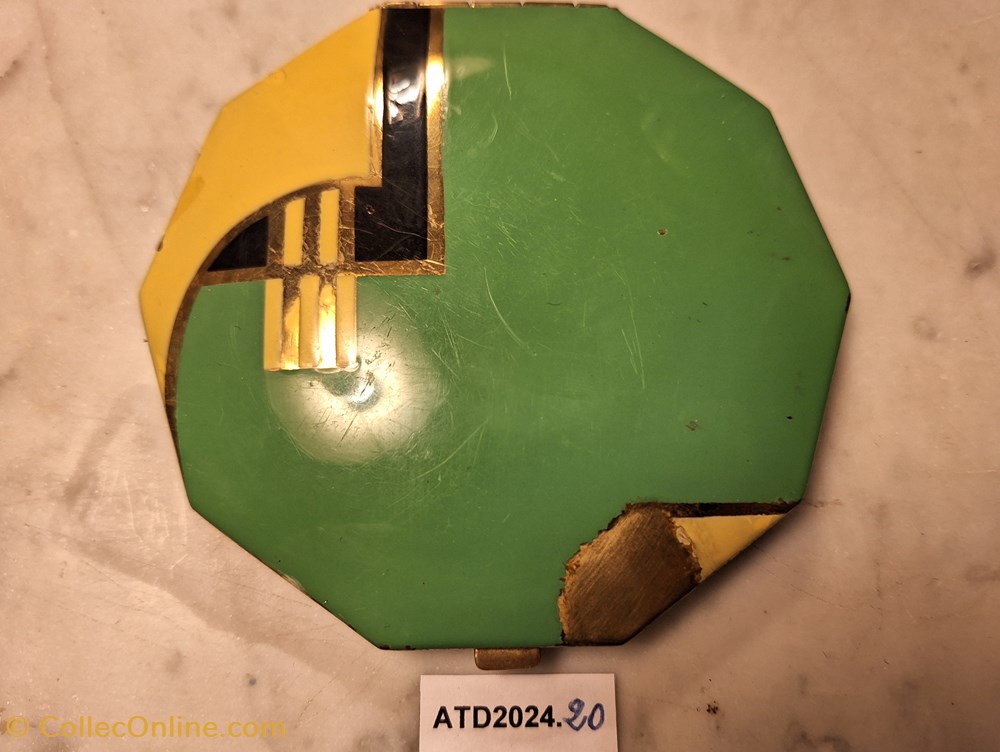 ATD2024.20 Grand poudrier moderniste dodécagonal vert, jaune et noir parfums beaute poudriers atd2024 20 grand poudrier moderniste dodecagonal vert jaune et noir