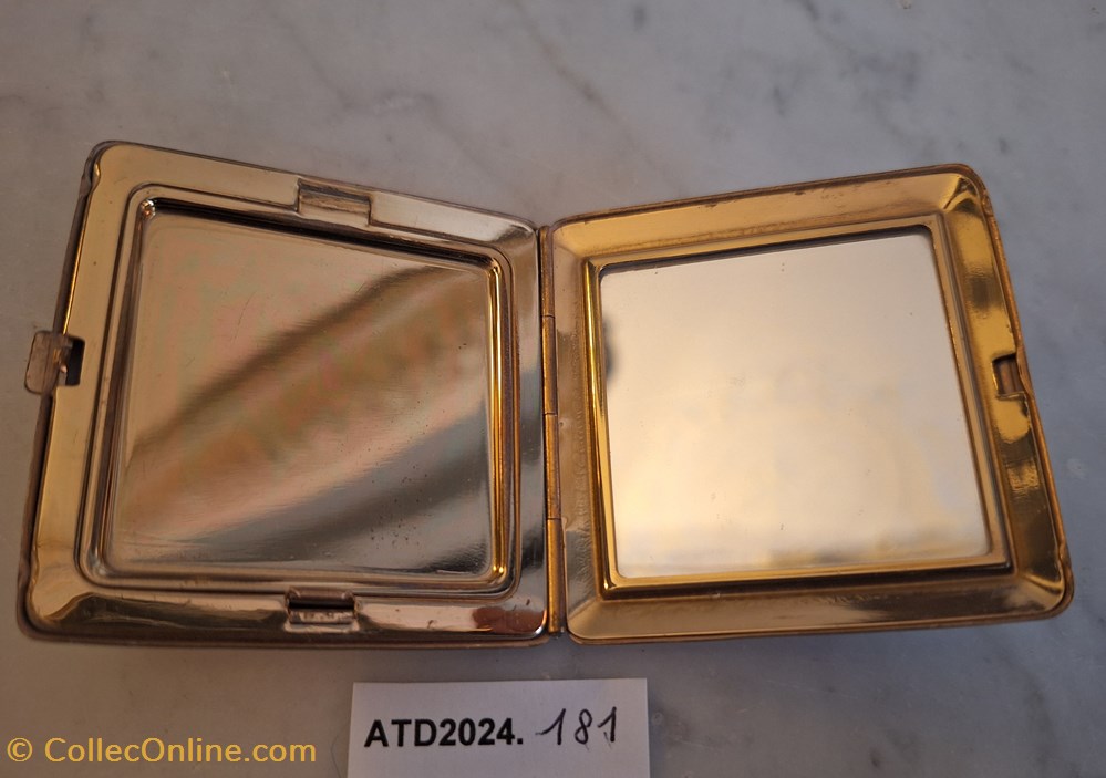 ATD2024.181 Poudrier carré Art Déco doré et blanc 2 parfums beaute poudriers atd2024 181 poudrier carre art deco dore et blanc