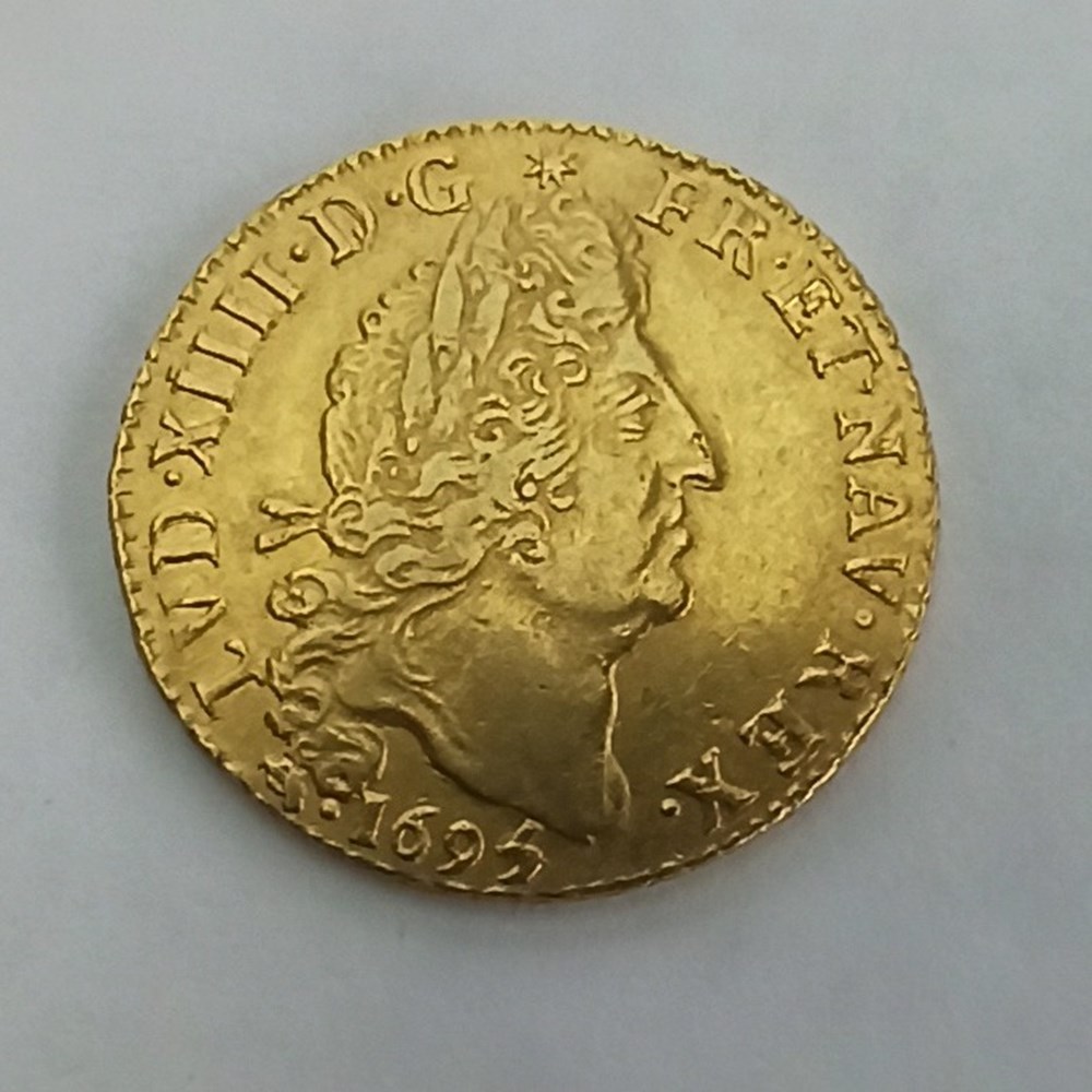 Louis XIV Louis d'or aux 4L 1695D monnaies europe medievale france royales louis xiv louis or aux 4l 1695d