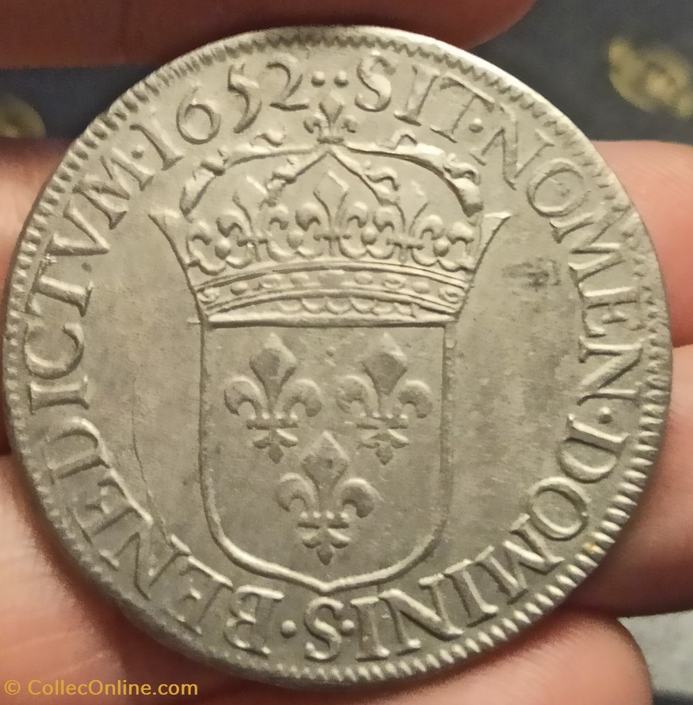 Louis XIV Ecu mèche longue 1652S monnaies europe medievale a france royales louis xiv ecu meche longue 1652s