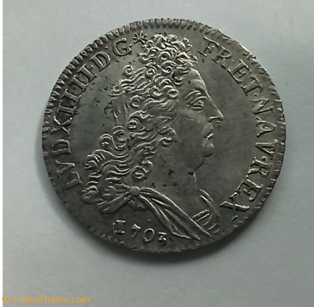 Louis XIV 10 sols insignes 1703A monnaies europe medievale france royales louis xiv 10 sols insignes 1703a