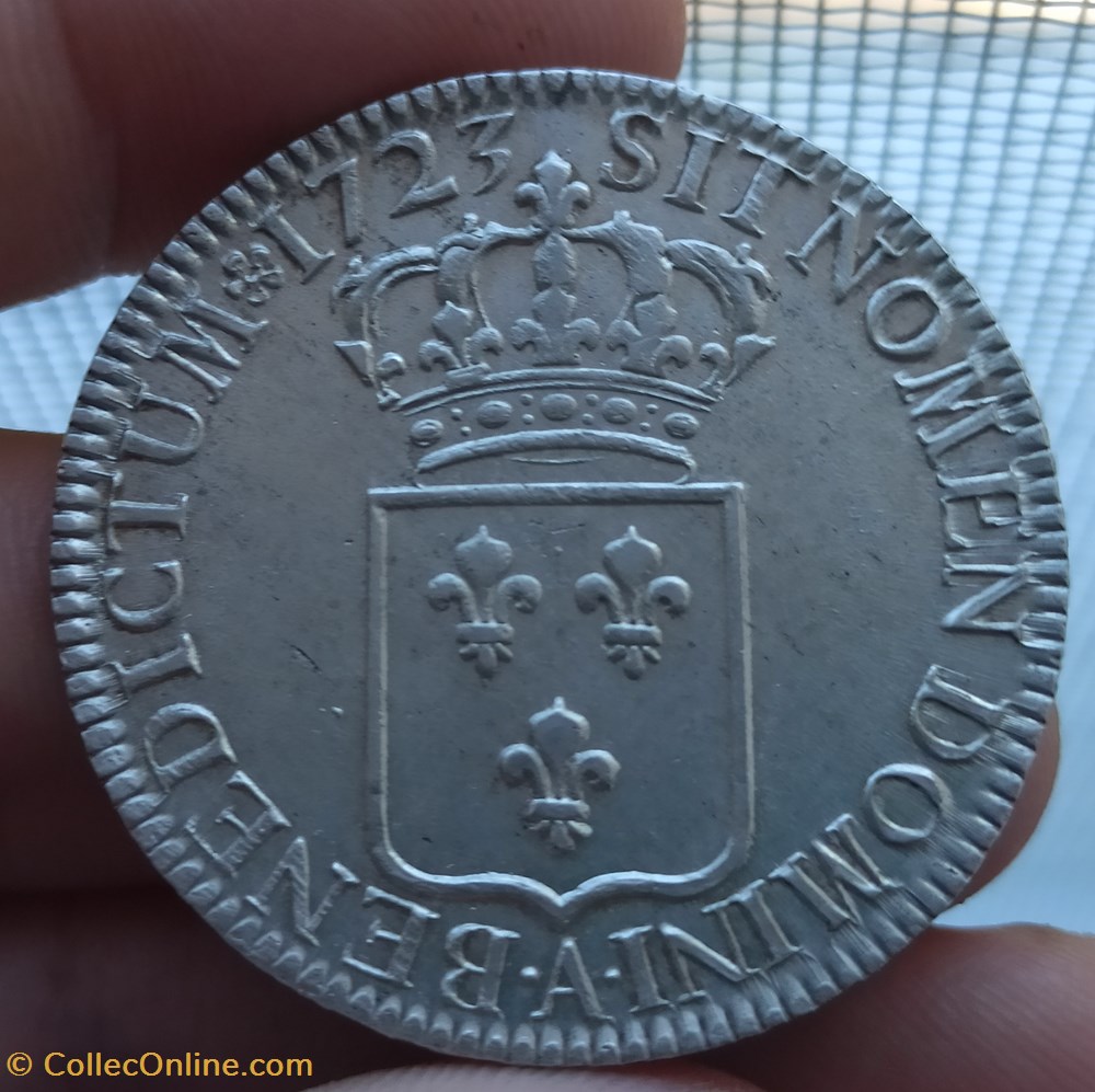 Louis XV Écu de France 1723A monnaies europe medievale royales louis xv ecu de france 1723a
