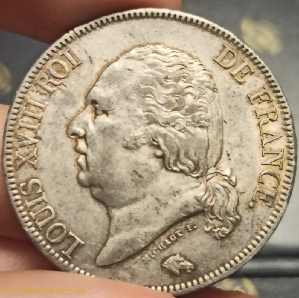 5 Francs Louis XVIII tête nue 1824W monnaies monde france 5 francs louis xviii tete nue 1824w