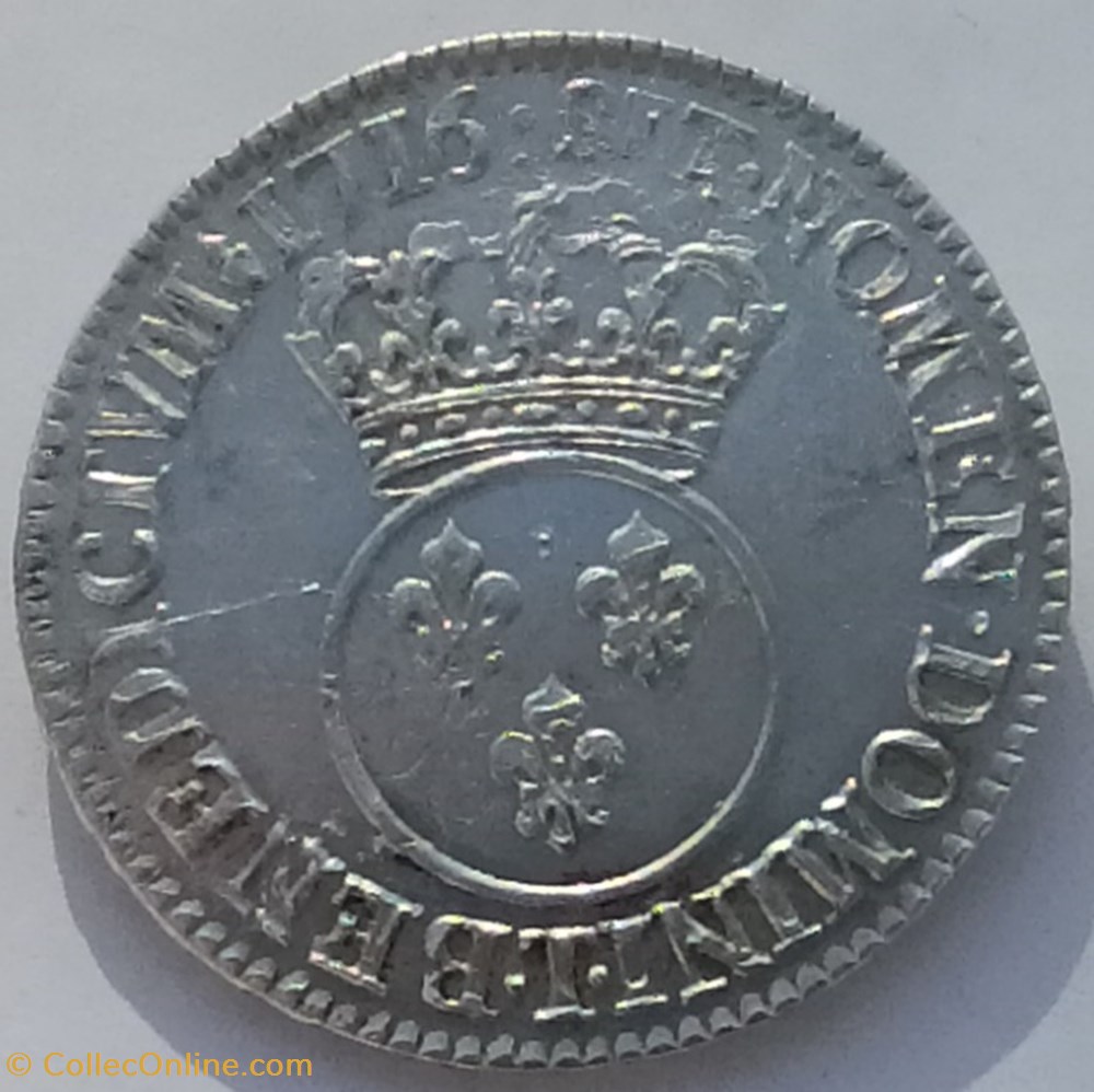 Louis XV 1/2 Ecu Vertugadin 1716T monnaies europe medievale france royales louis xv 1 2 ecu vertugadin 1716t