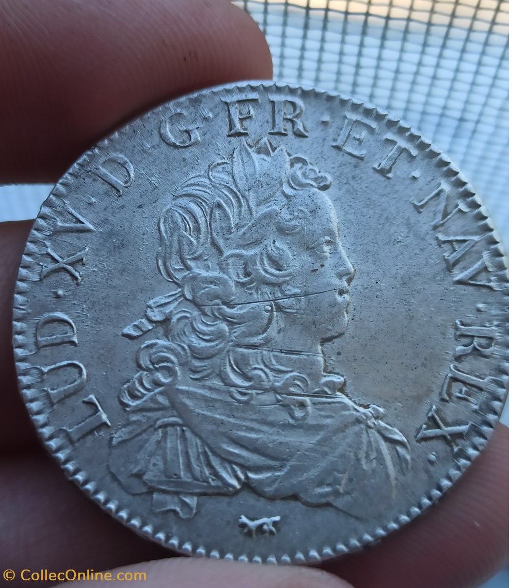 Louis XV Écu de France 1723A monnaies europe medievale royales louis xv ecu de france 1723a