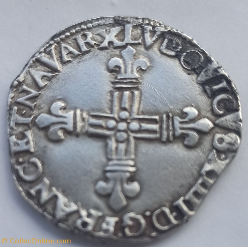 Louis XIV 1/4 écu Navarre 1649 O monnaies europe medievale france royales louis xiv 1 4 ecu navarre 1649 o