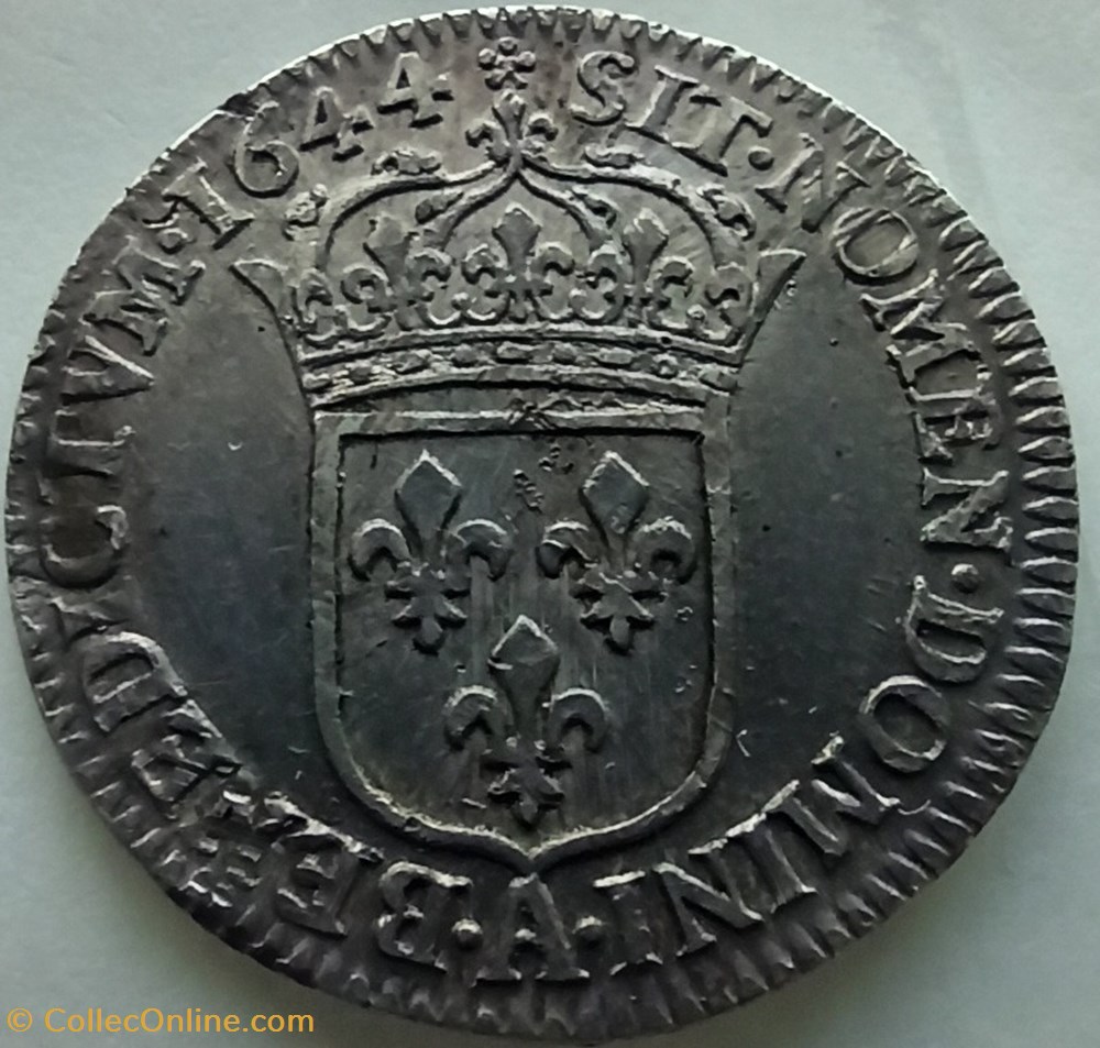 Louis XIV 1/12 Ecu Mèche courte 1644A monnaies europe medievale france royales louis xiv 1 12 ecu meche courte 1644a
