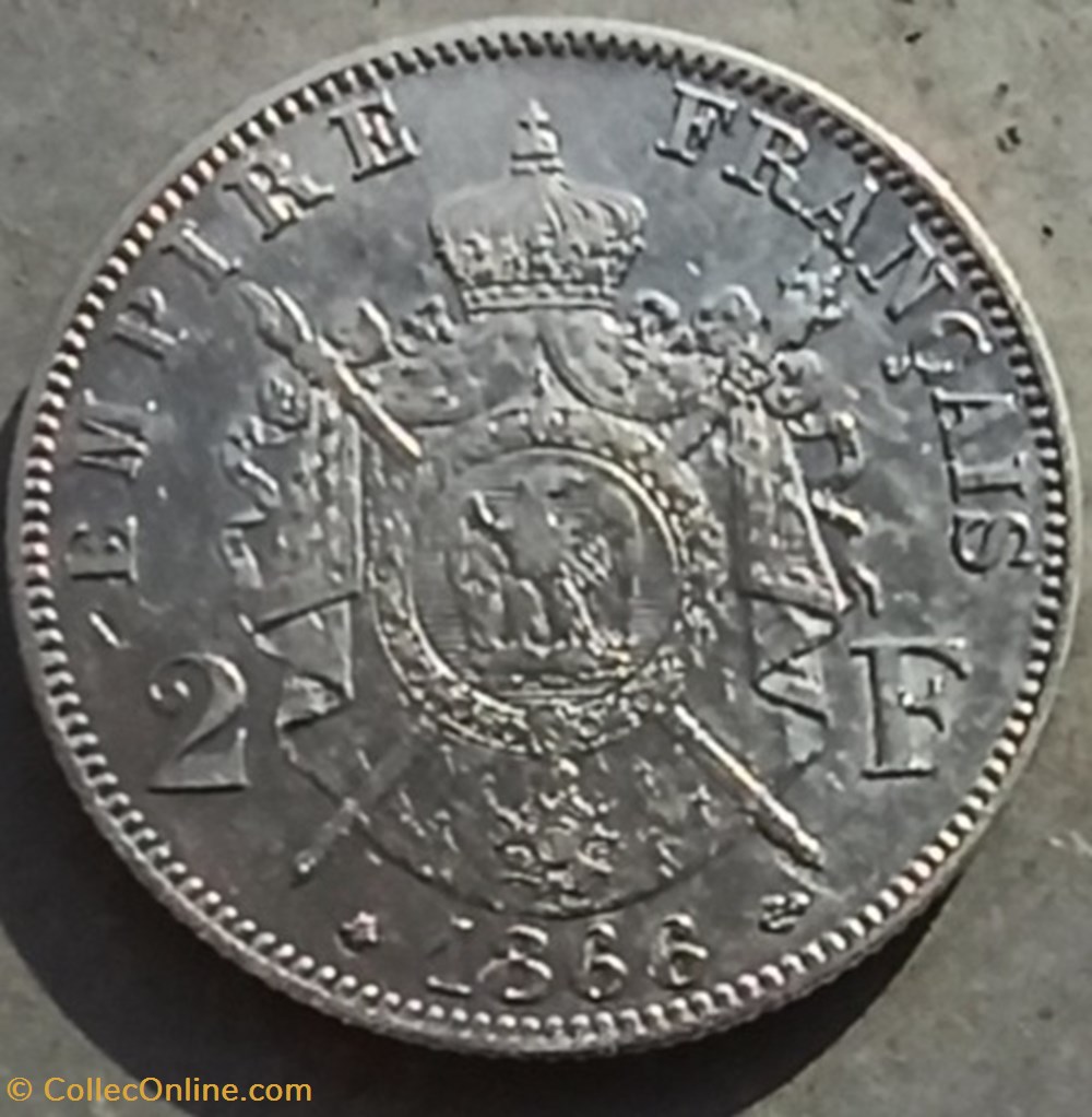 2 Francs Napoléon III laurée 1866A monnaies monde france 2 francs napoleon iii lauree 1866a