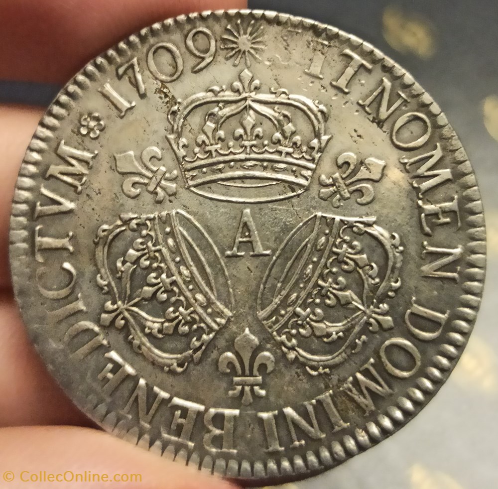 Louis XIV Ecu 3 couronnes 1709A monnaies europe medievale france royales louis xiv ecu 3 couronnes 1709a