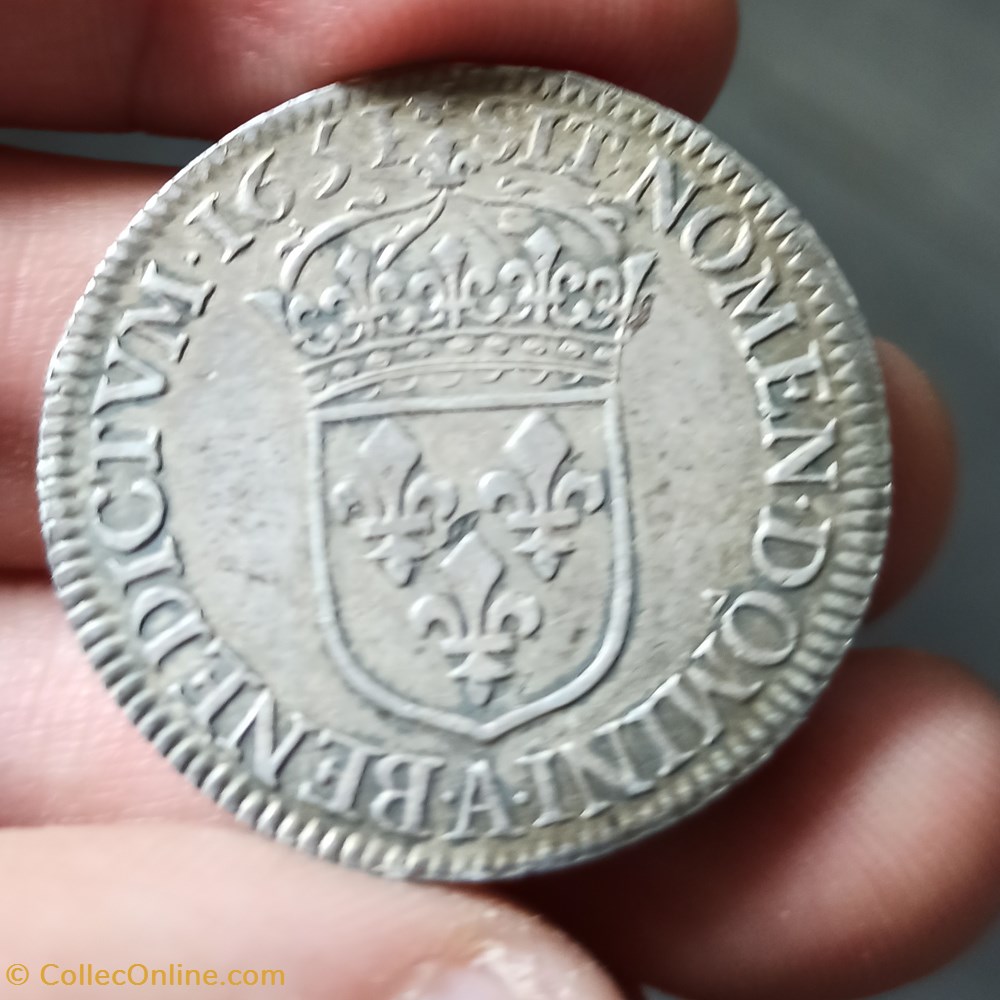 Louis XIV 1/2 ecu mèche longue 1651A monnaies europe medievale france royales louis xiv 1 2 ecu meche longue 1651a