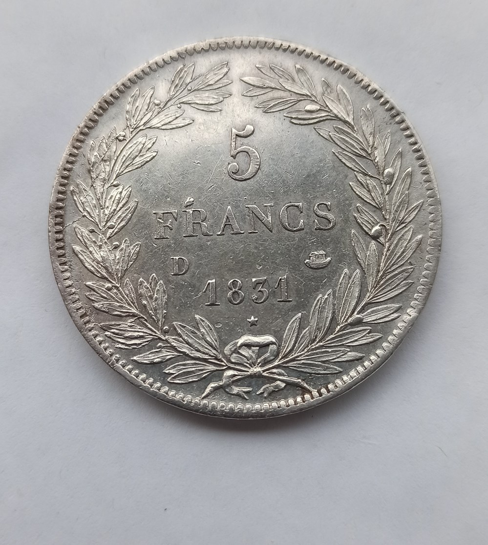 monnaies monde france 5 francs louis philippe 1831d