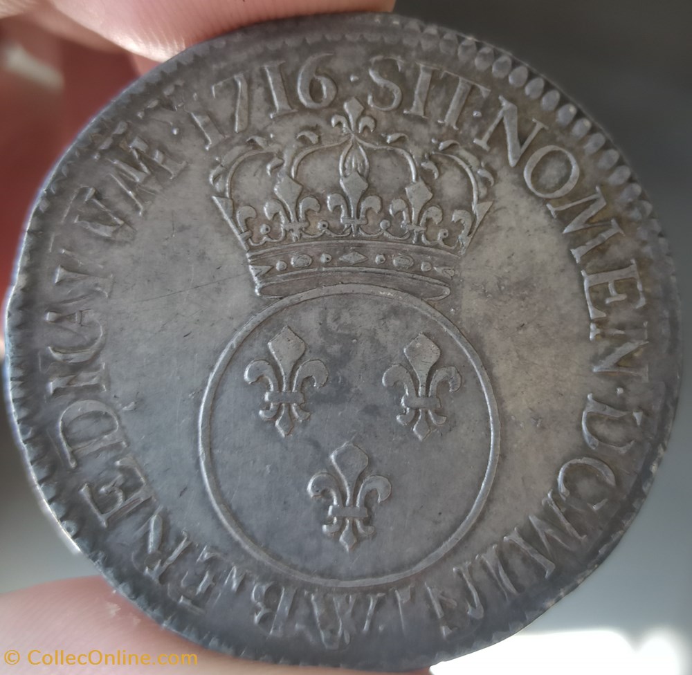 monnaies europe medievale france royales louis xv ecu vertugadin 1716w