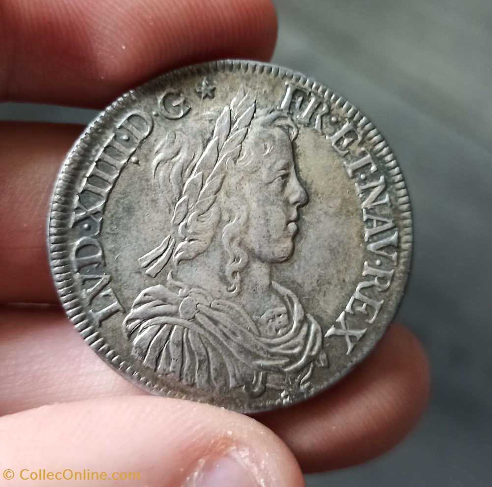 Louis XIV 1/2 ecu mèche longue 1651A monnaies europe medievale france royales louis xiv 1 2 ecu meche longue 1651a