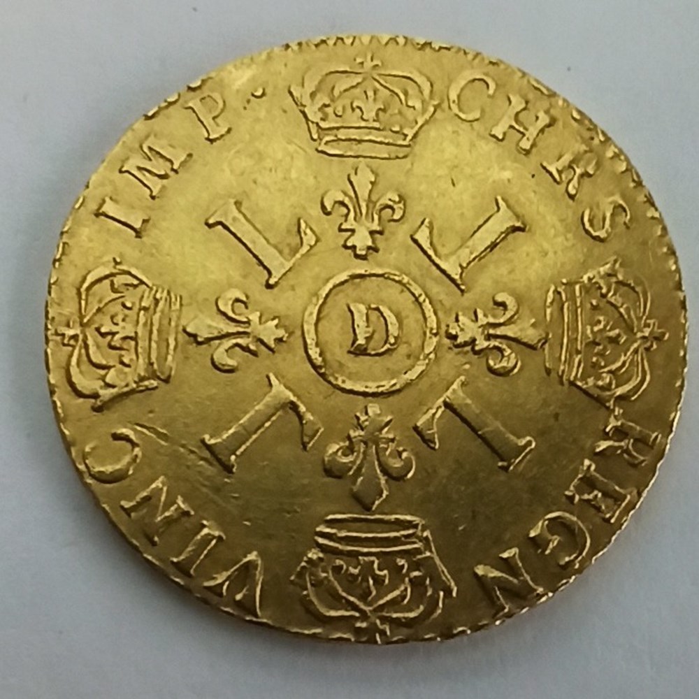 Louis XIV Louis d'or aux 4L 1695D monnaies europe medievale france royales louis xiv louis or aux 4l 1695d