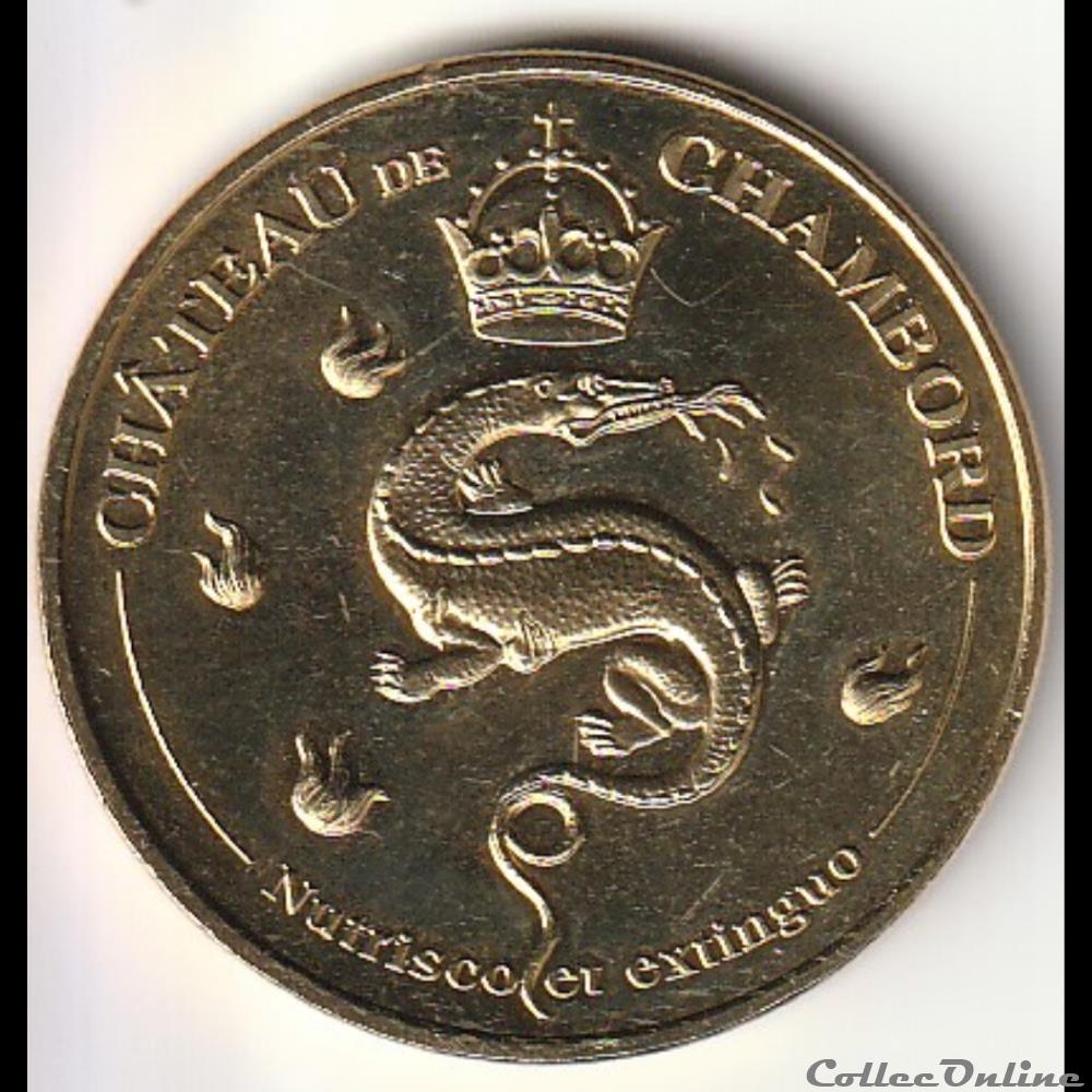 Château de Chambord la salamandre monnaie jeton mereaux france chateau de chambord la salamandre