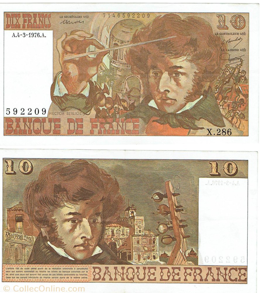 10 francs type 1972 "Berlioz" billets europe france 10 francs type 1972 berlioz