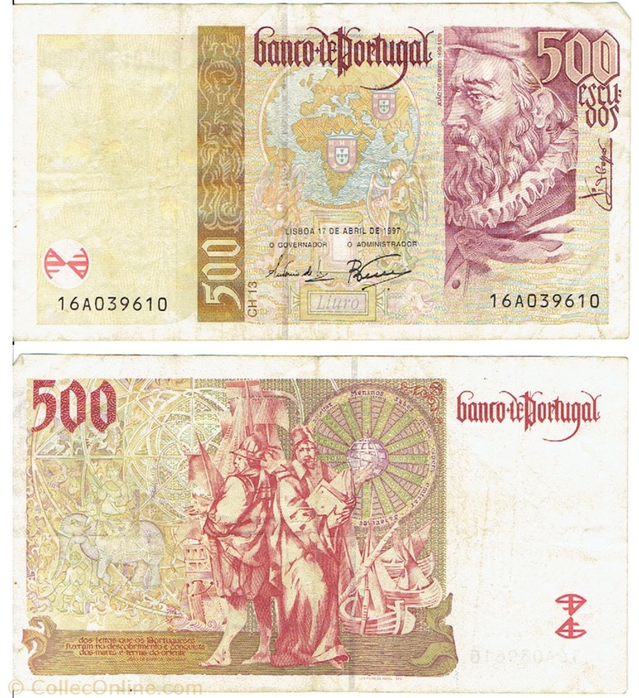 PORTUGAL-500 Escudos, 1997 billets europe portugal 500 escudos 1997