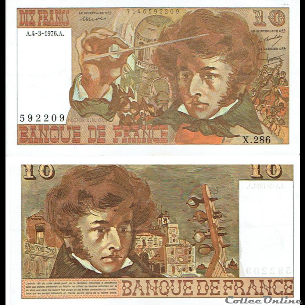 10 francs type 1972 "Berlioz" billets europe france 10 francs type 1972 berlioz