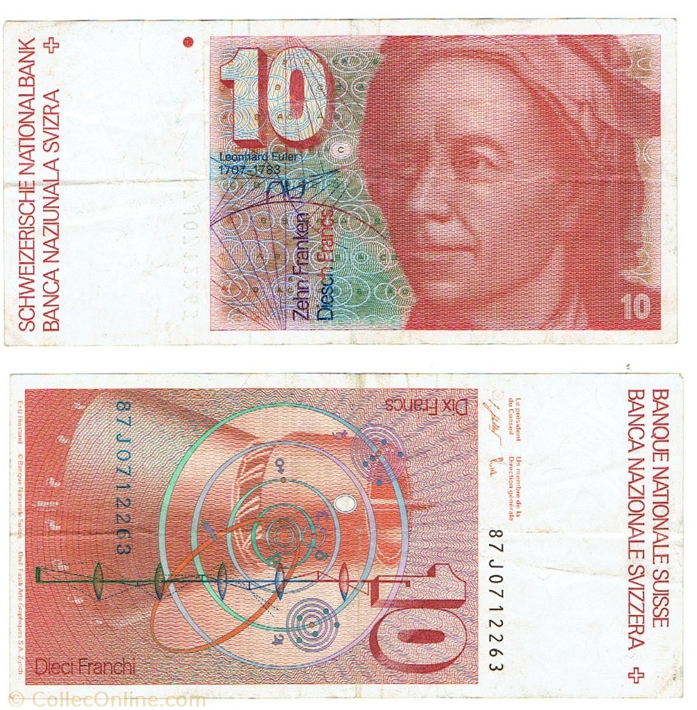 billets europe suisse 10 francs type 1976 79