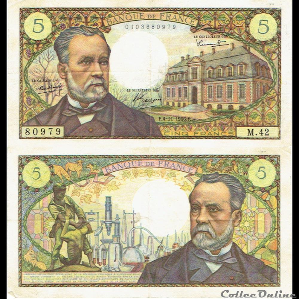 5 francs type 1966 "Pasteur" billets europe france 5 francs type 1966 pasteur