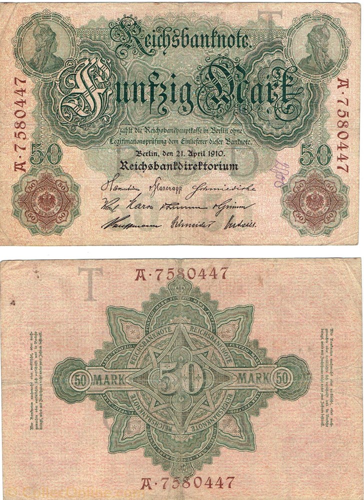 Allemagne, 50 Mark type 1910 billets europe allemagne 50 mark type 1910