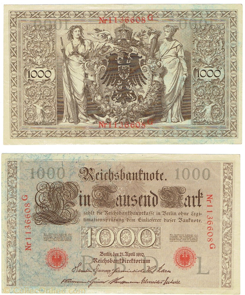 Allemagne 1000 Mark type 1910 billets europe allemagne 1000 mark type 1910