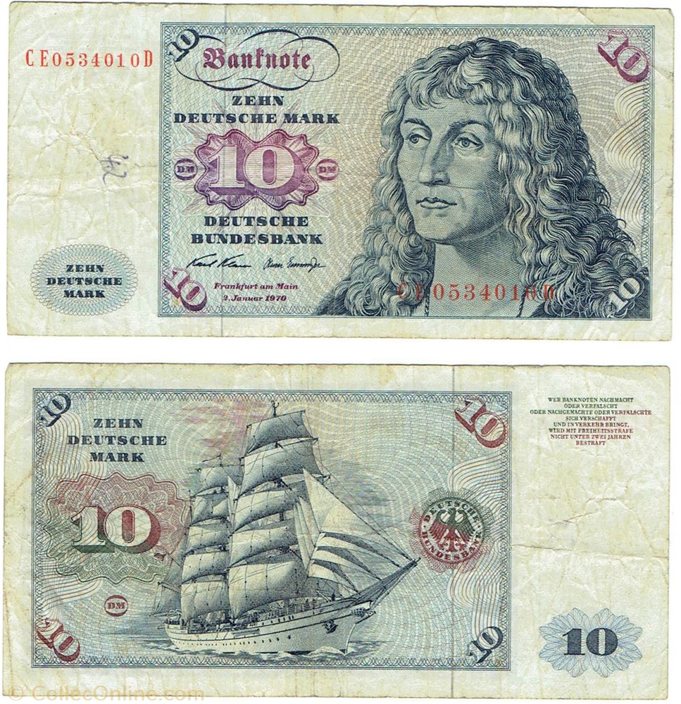 billets europe allemagne 10 deutsche mark type 1970 80