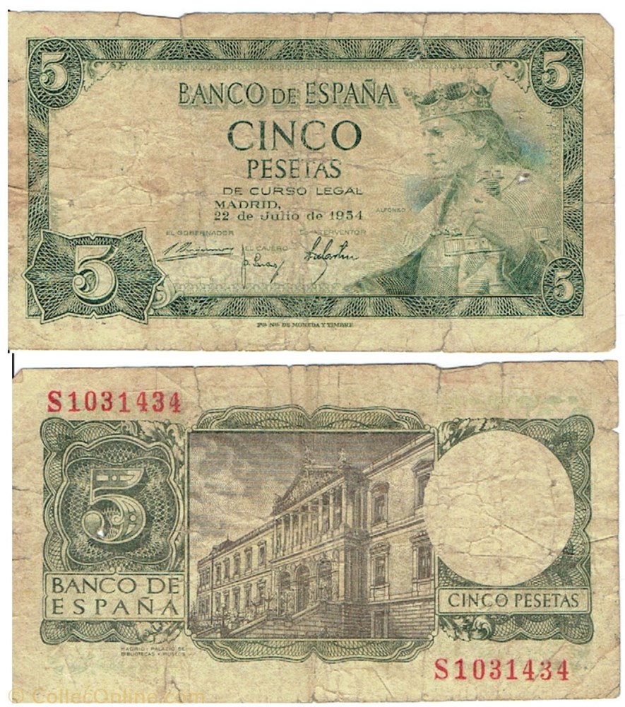 billets europe espagne 5 pesetas