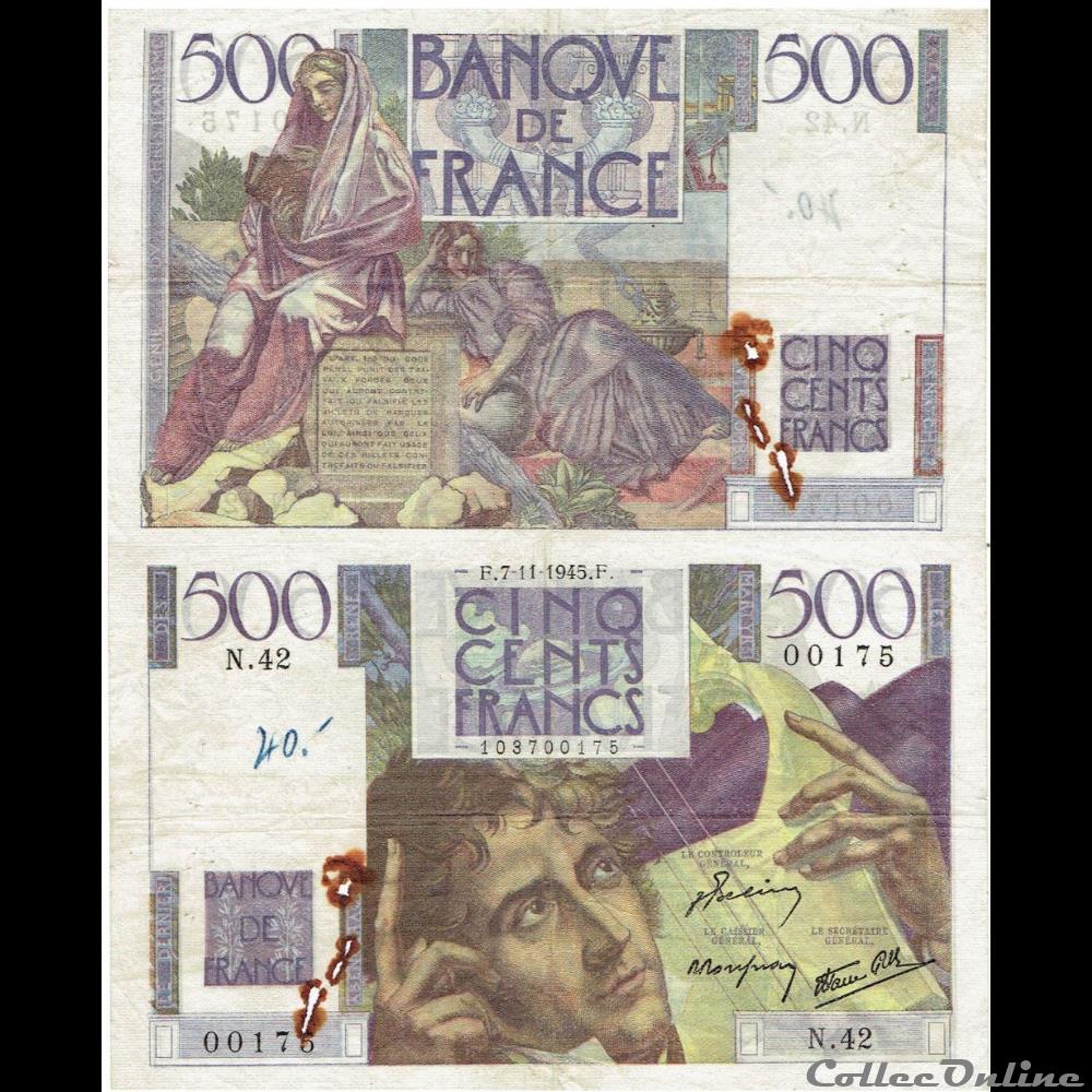 billets europe france 500 francs type 1945 chateaubriand