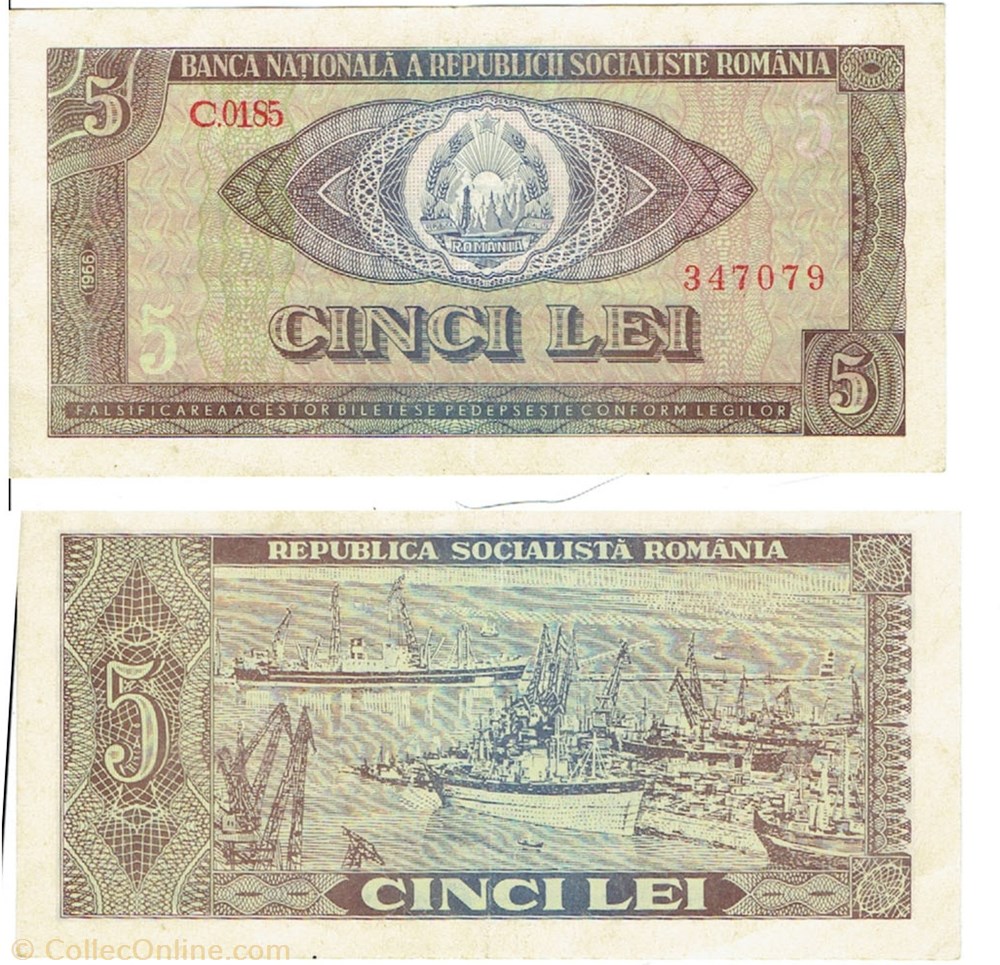 ROUMANIE-5 Lei - 1966 billets europe roumanie 5 lei 1966