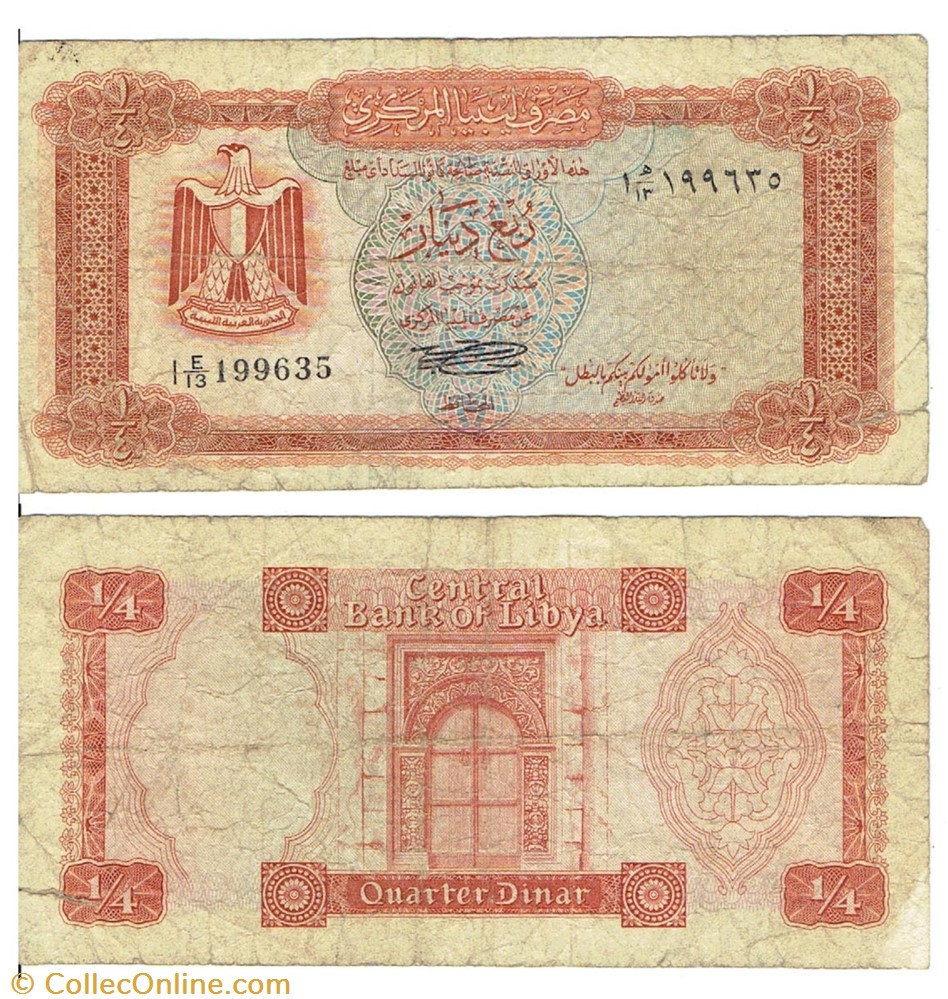 LIBYE - 1/4 DINAR billets afrique libye 1 4 dinar