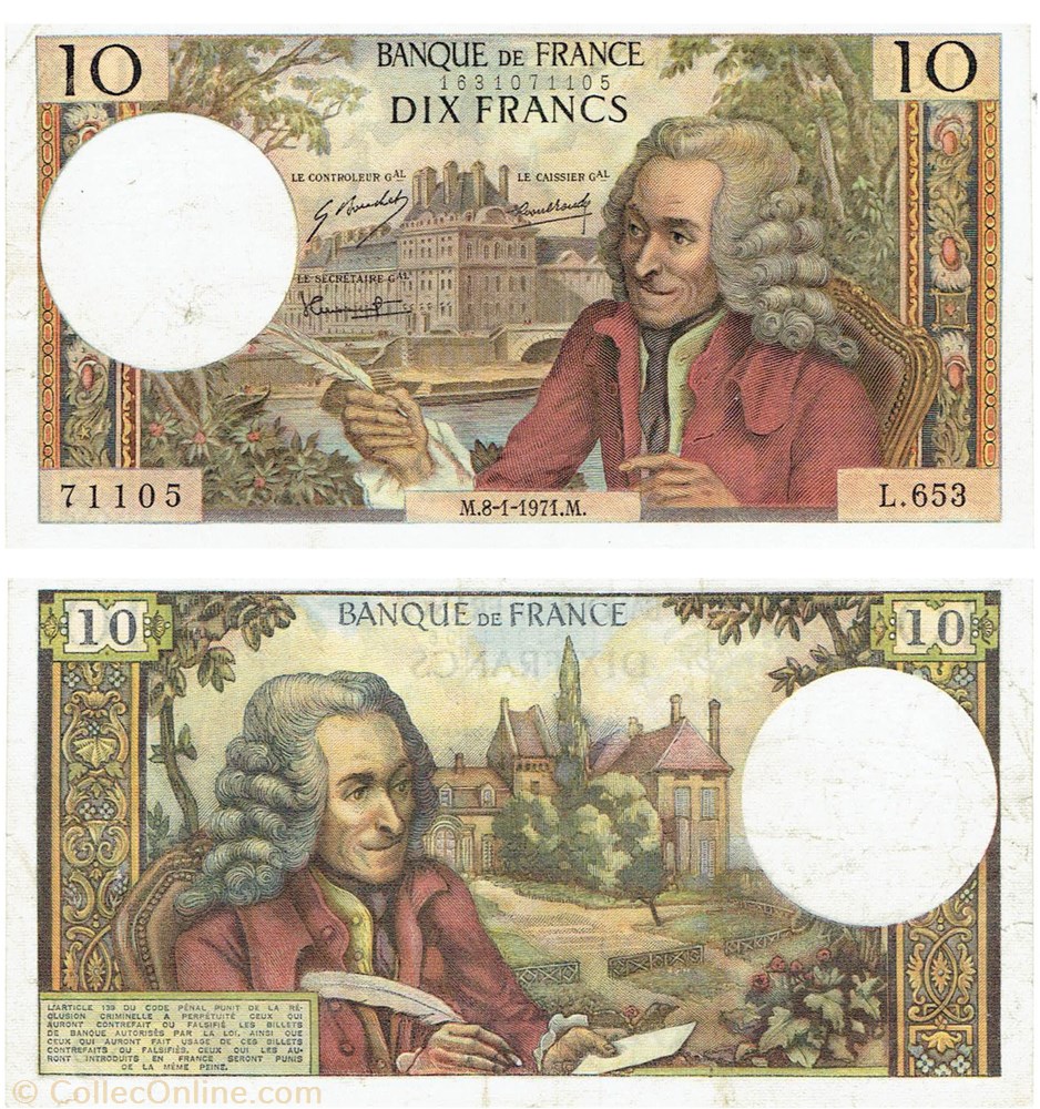 10 francs type 1963 "Voltaire" 2 billets europe france 10 francs type 1963 voltaire
