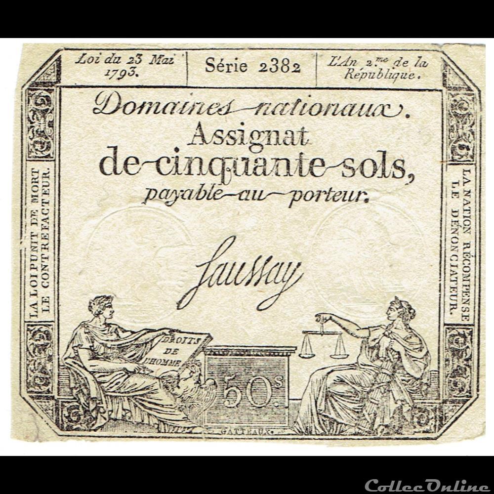 billets europe billet france 50 sols liberte et justice 23 05 1793