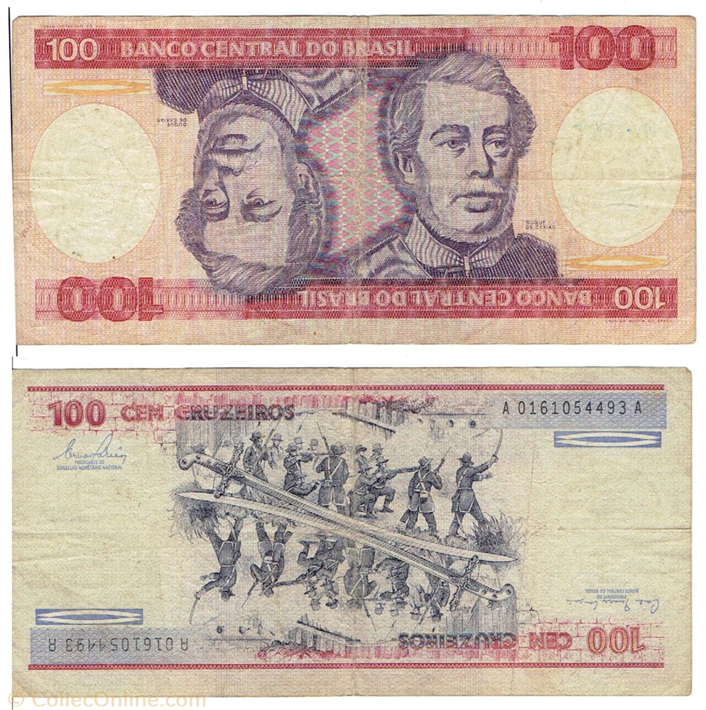 BRÉSIL 100 Cruzeiros type D. De Caxias billets amerique du sud bresil 100 cruzeiros type d de caxias