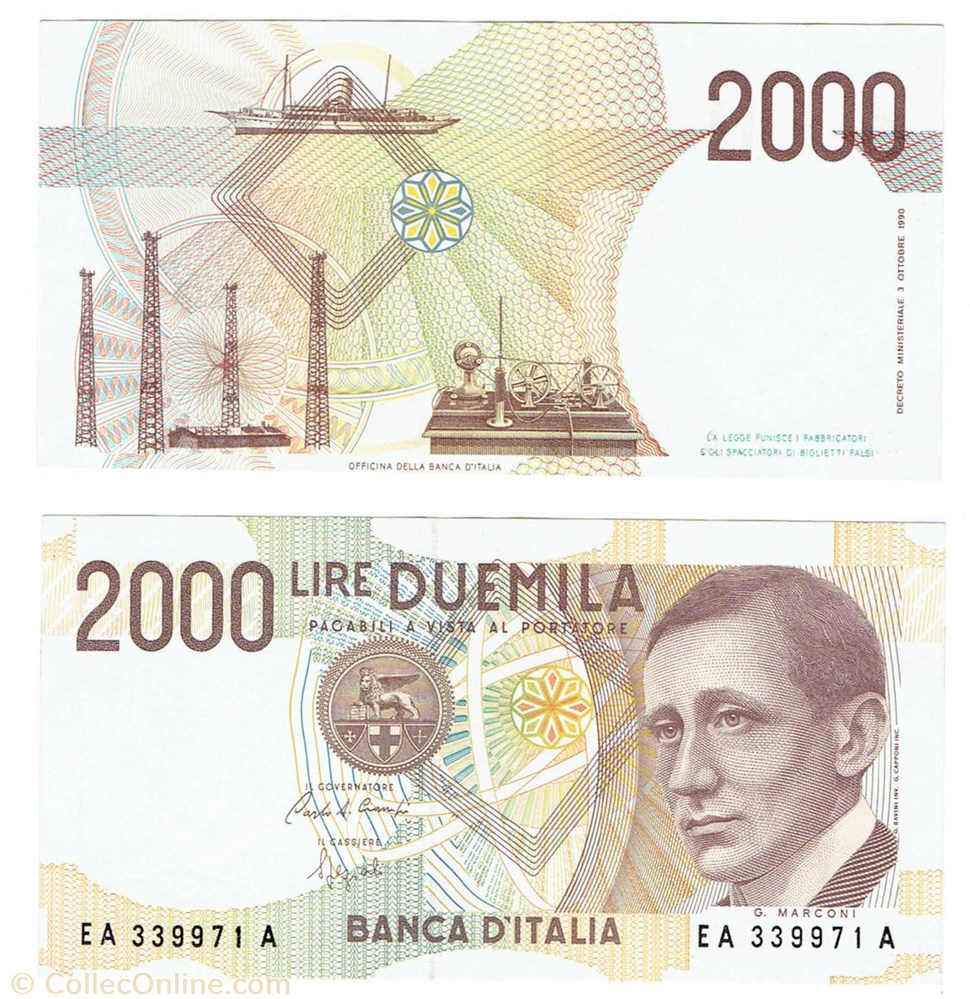 ITALIE 2000 lire billets europe italie 2000 lire