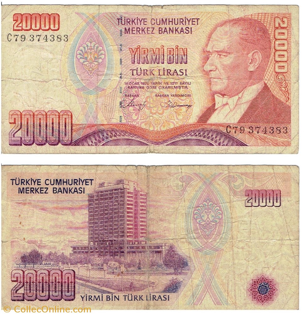 TURQUIE 20000 Lire turque billets asie turquie 20000 lire turque