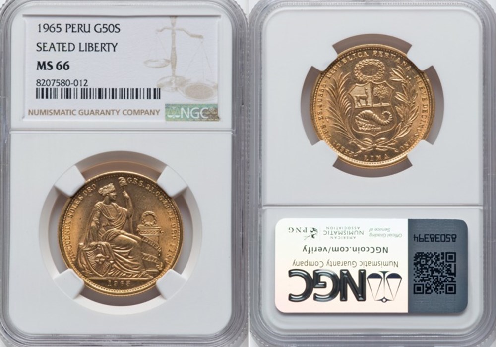 coins world peru 1965 gold 50 soles de oro